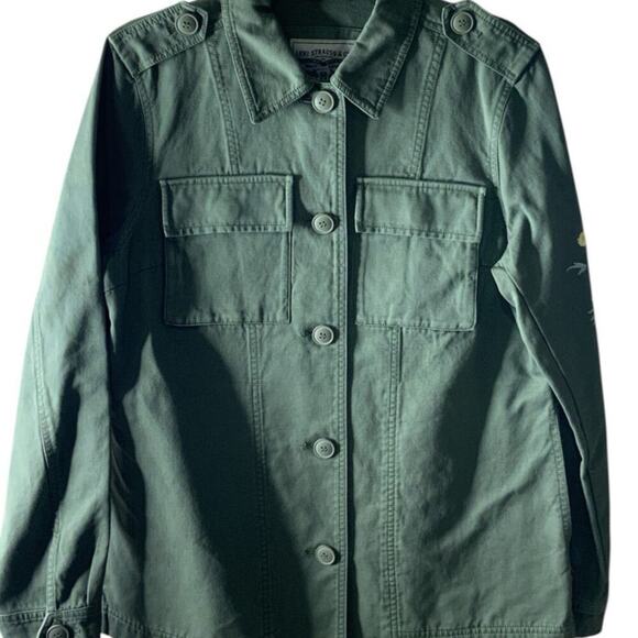 Levis Military Utility Jacket Womens M Button Front Long Sleeve Field Coat Style - Picture 5 of 14